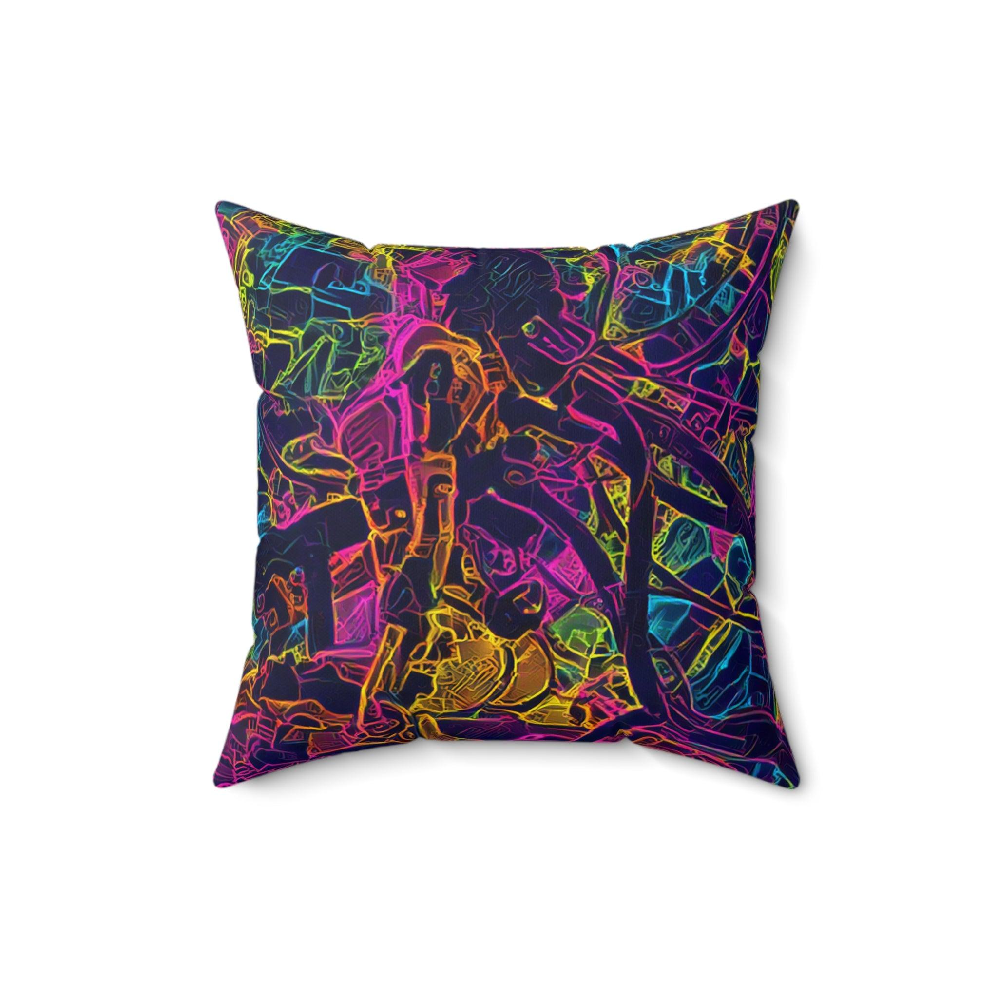 Ghost in the Shell 1995 Anime Manga Cyberpunk Retro Neon Spun Polyester Square Pillow - Retro Punk Design 