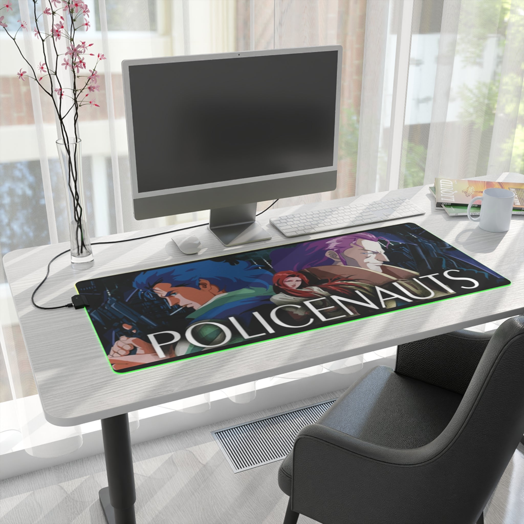 Policenauts LED Gaming Mouse Mat  RGB Desk Mat  Retro Cyberpunk Game Accessory  RetroPunkDesign - Retro Punk Design 
