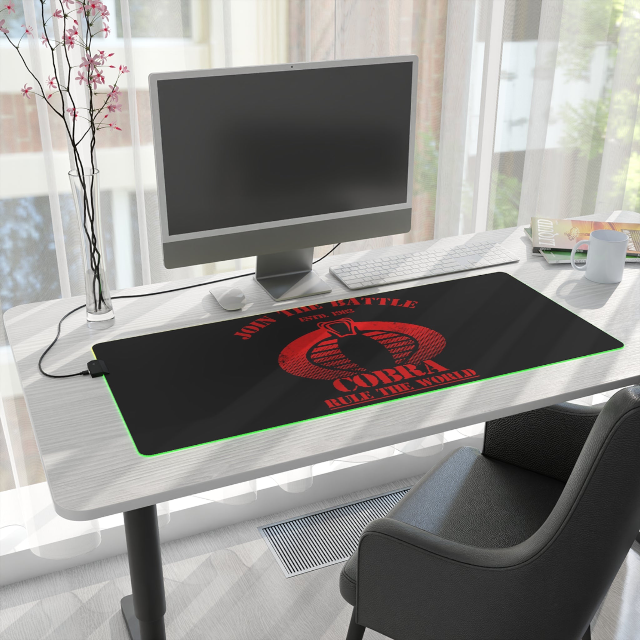 Cobra G.I. Joe LED Gaming Mouse Pad  RGB 80s Action Desk Mat  Retro Military Gaming Gear  RetroPunkDesign - Retro Punk Design 