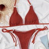 Textured Halter Neck Two-Piece Bikini Set