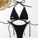 Textured Halter Neck Two-Piece Bikini Set