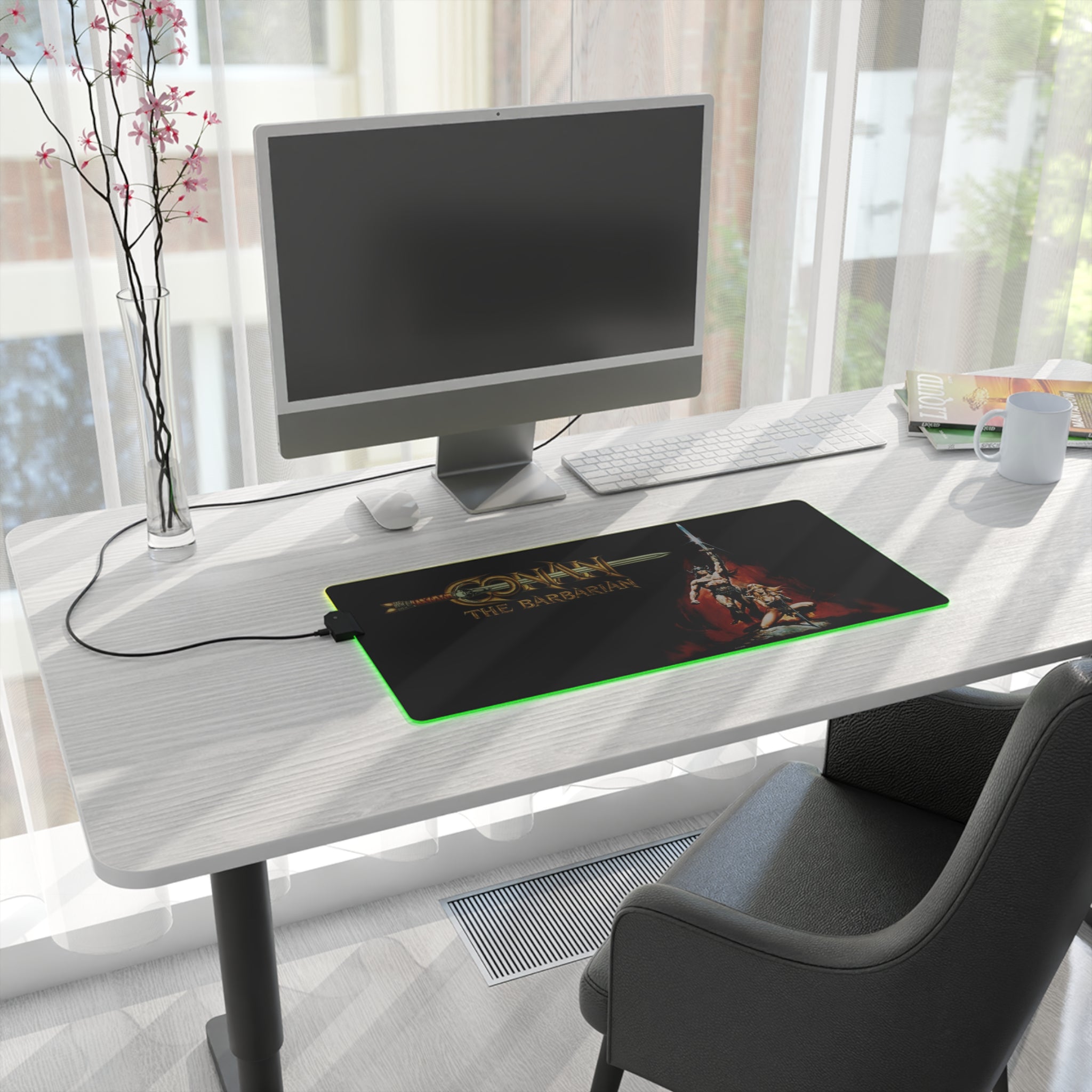 Conan The Barbarian Arnold Schwarzenegger LED Gaming Mouse Mat  RGB Fantasy Desk Pad  RetroPunkDesign - Retro Punk Design 