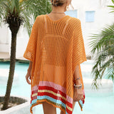 Slit Openwork V-Neck Half Sleeve Cover-Up