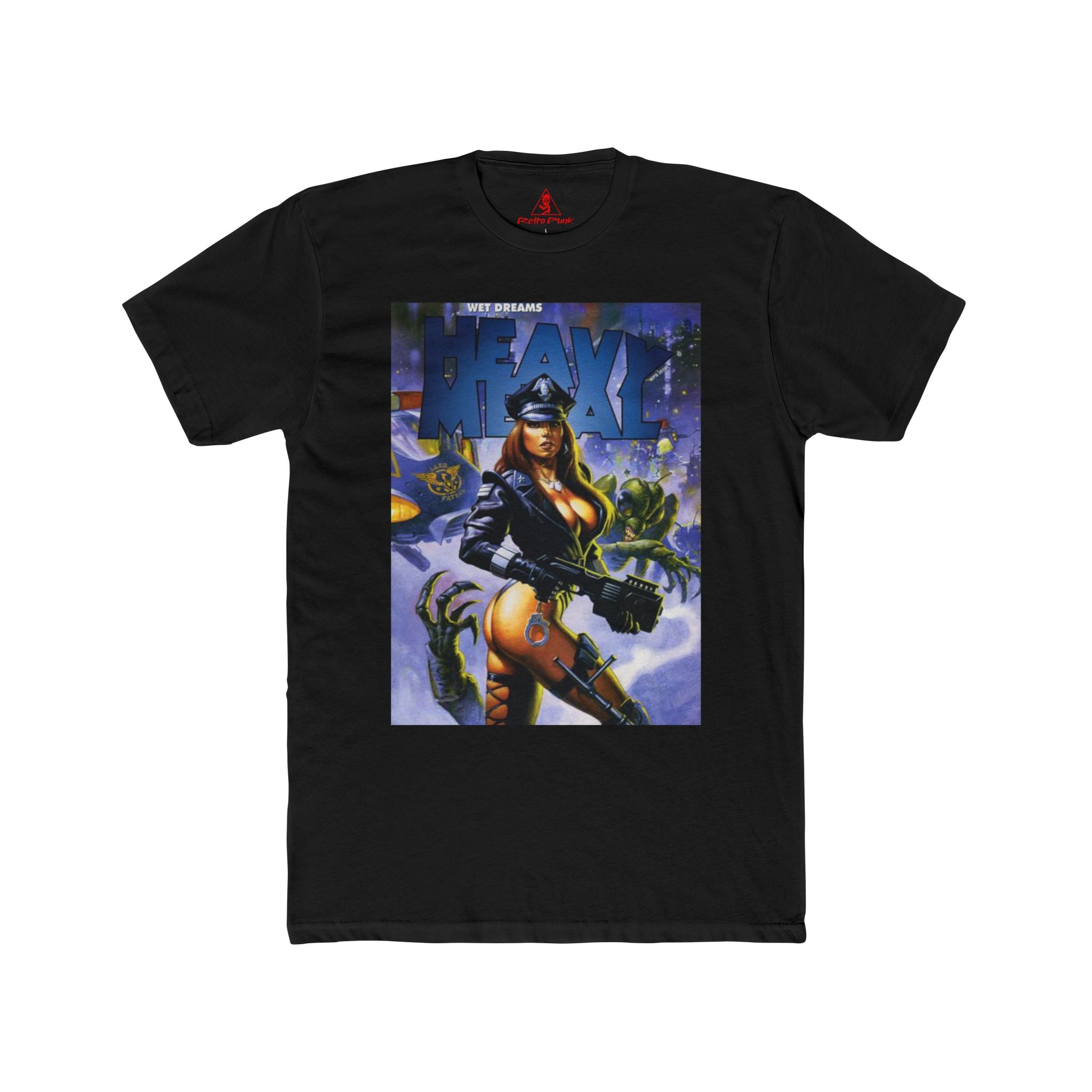 Heavy Metal Police Babe Graphic T-Shirt  80s Sci-Fi Fantasy Magazine Art Tee  RetroPunkDesign