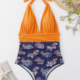 Halter Neck One-Piece Swimwear