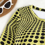 Polka Dot Long Sleeve Three-Piece Swim Set