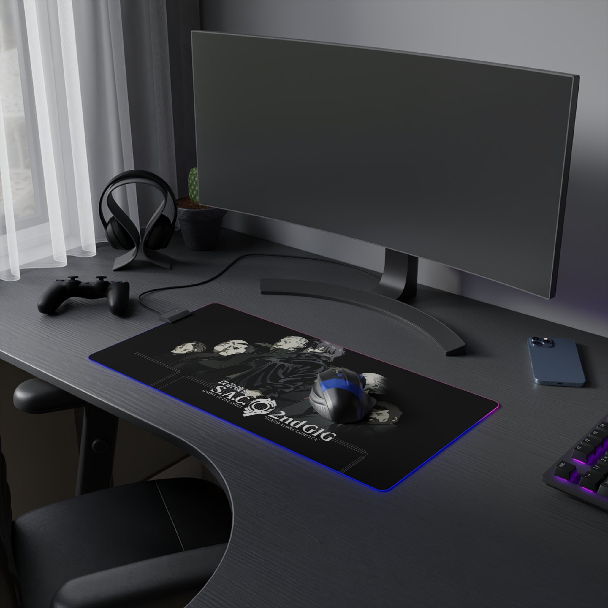 Ghost in the Shell Stand Alone Complex 2nd Gig LED Mouse Pad RGB Cyberpunk Anime Desk Mat  RetroPunkDesign - Retro Punk Design 