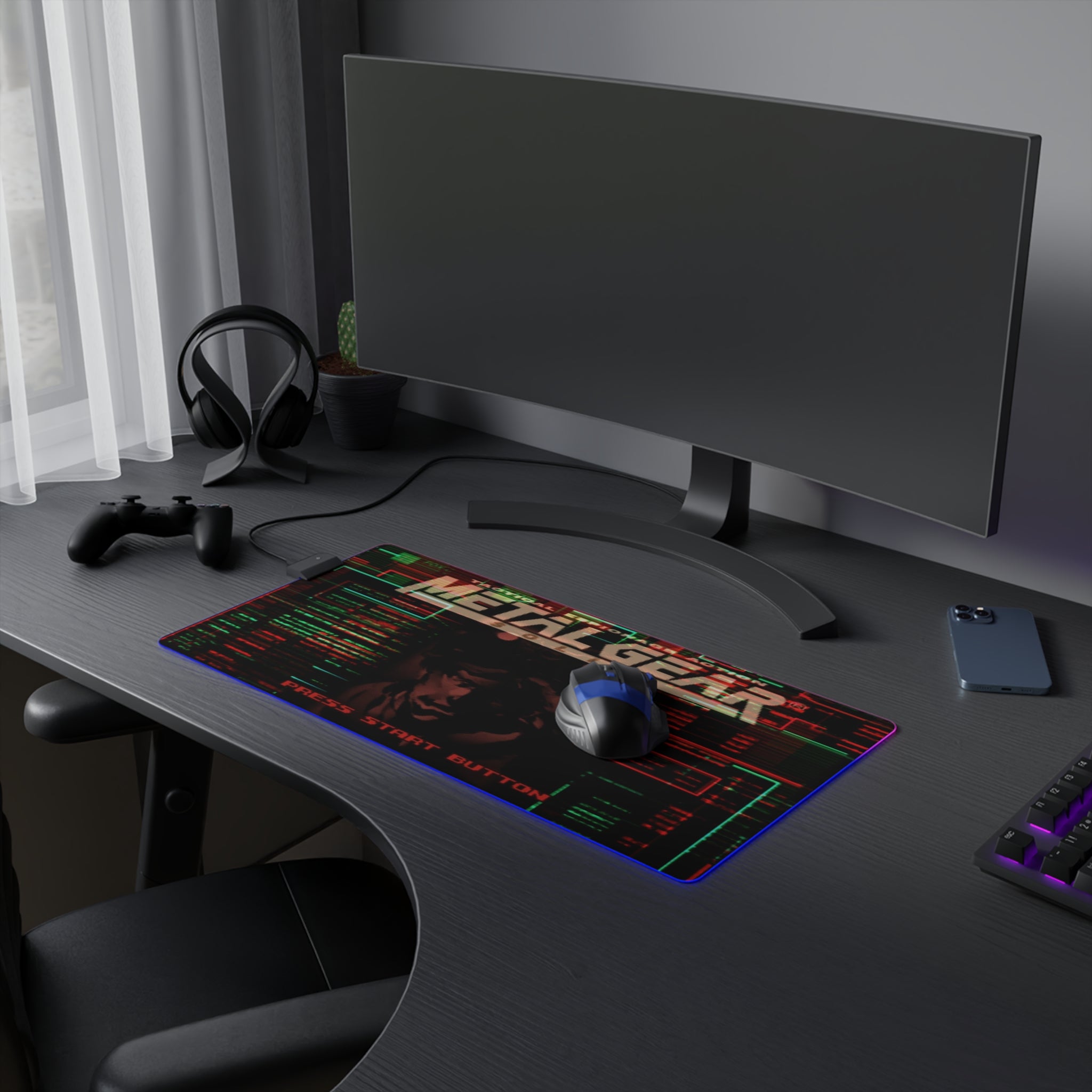 Metal Gear Solid Gaming LED Mouse Pad Metal Gear Solid Gaming LED Mouse Pad RGB Desk Mat  Stealth Game Accessory  RetroPunkDesign - Retro Punk Design 