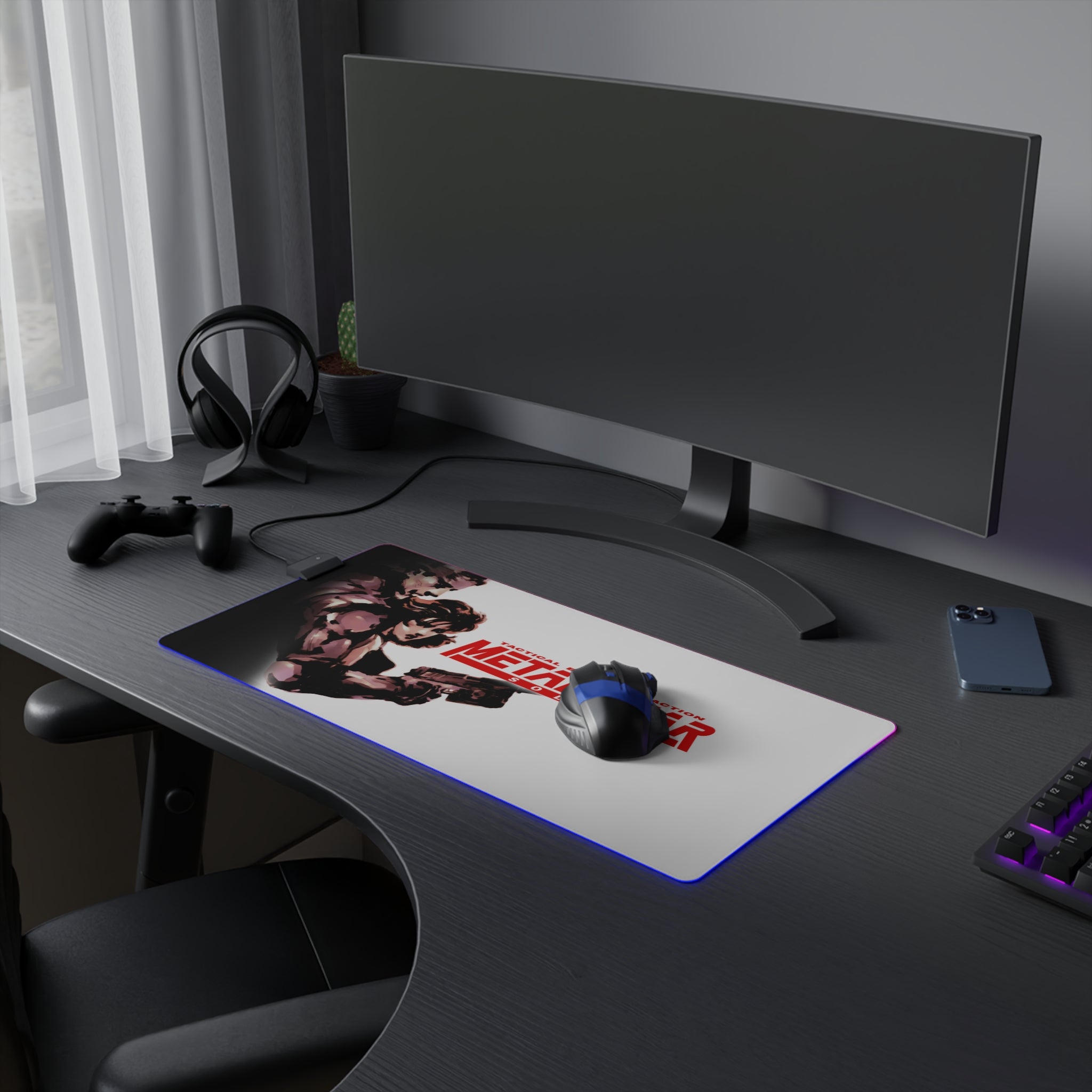 Metal Gear Solid Retro Gaming LED Mouse Mat  RGB Desk Mat  Stealth Game Accessory  RetroPunkDesign - Retro Punk Design 
