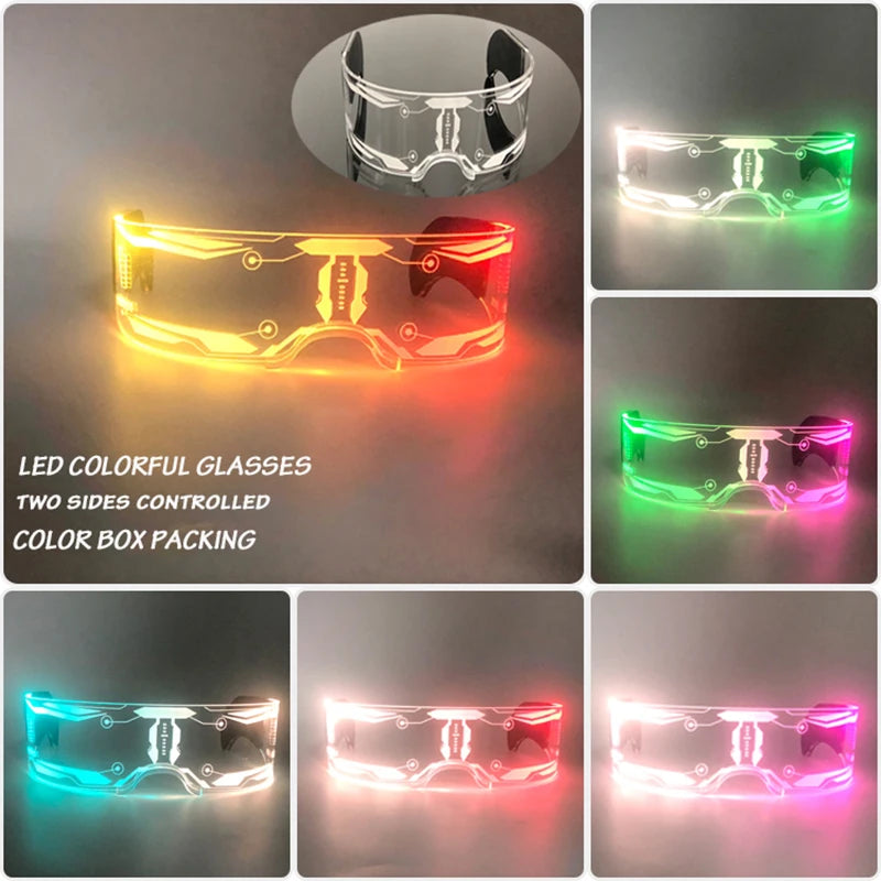 Cyberpunk led glasses cool robot cyberpunk glasses Luminous futuristic glasses for robot cospaly Bar Party Rave Costume