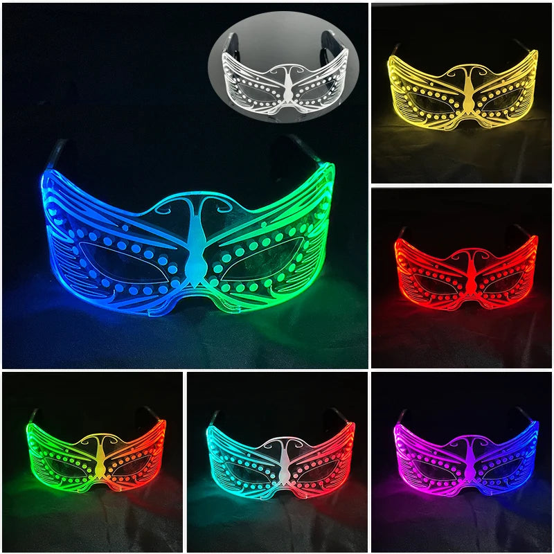 Cyberpunk led glasses cool robot cyberpunk glasses Luminous futuristic glasses for robot cospaly Bar Party Rave Costume