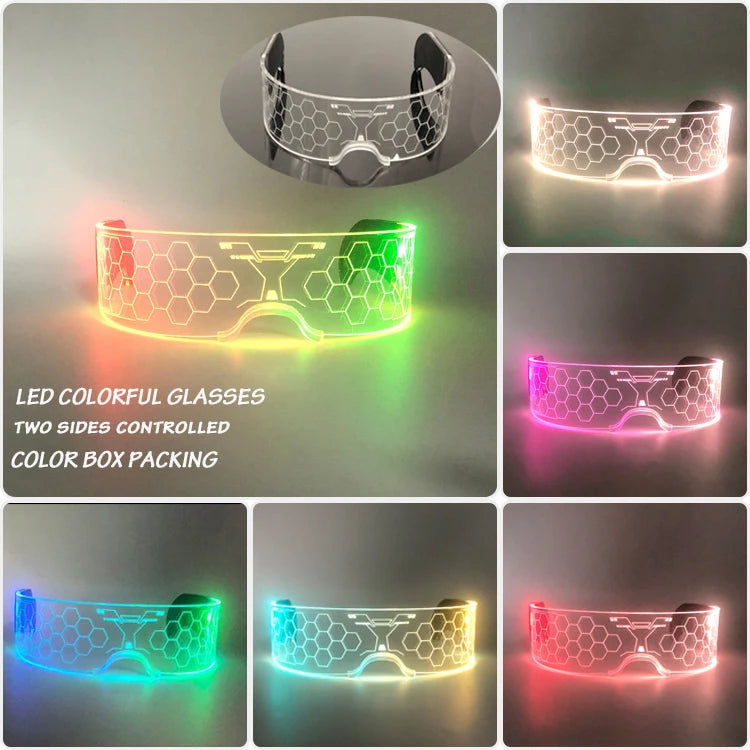 Cyberpunk led glasses cool robot cyberpunk glasses Luminous futuristic glasses for robot cospaly Bar Party Rave Costume