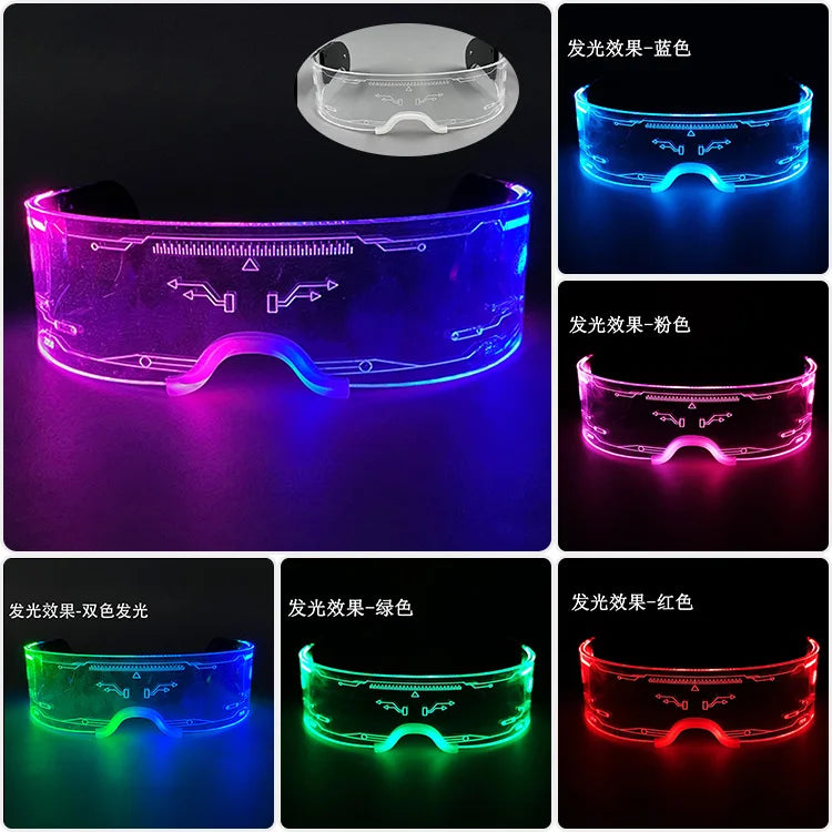 Cyberpunk led glasses cool robot cyberpunk glasses Luminous futuristic glasses for robot cospaly Bar Party Rave Costume