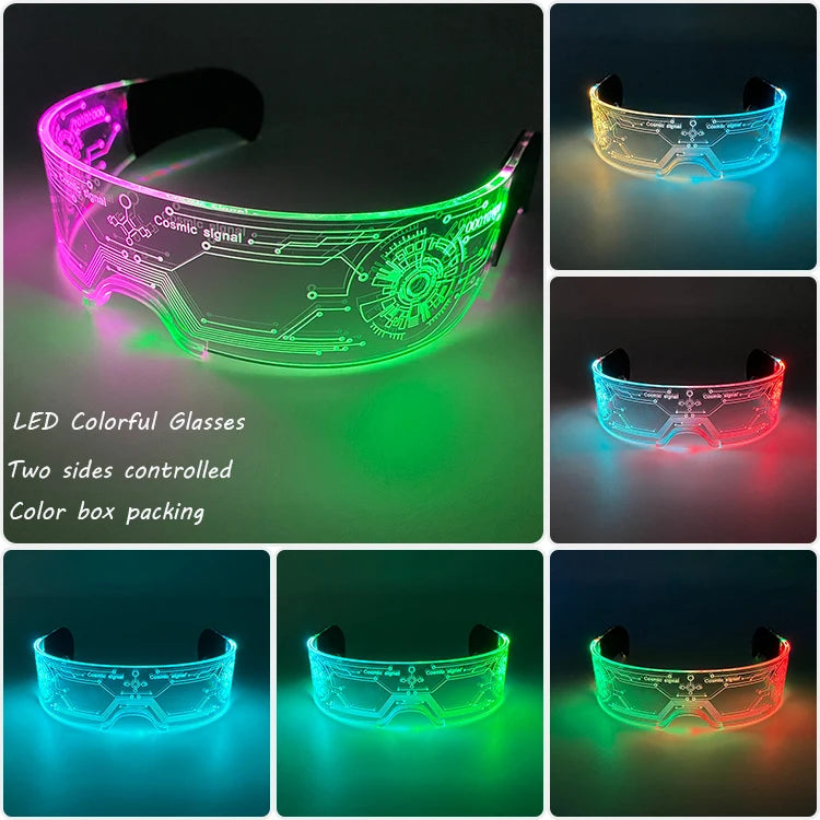 Cyberpunk led glasses cool robot cyberpunk glasses Luminous futuristic glasses for robot cospaly Bar Party Rave Costume