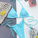 Leopard Print Halter Neck Tie Side Bikini Set