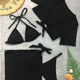 Halter Neck Bikini and Cover Up Four-Piece Swim Set