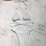 Textured Halter Neck Two-Piece Bikini Set