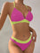 Contrast Halter Neck Two-Piece Bikini Set - Retro Punk Design 