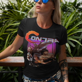Contra NES Graphic T-Shirt | Arnold Schwarzenegger Sylvester Stallone Retro Gaming Tee | RetroPunkDesign - Retro Punk Design 