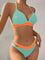 Contrast Halter Neck Two-Piece Bikini Set - Retro Punk Design 