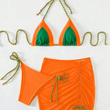 Contrast Tied Three-Piece Swim Set