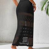 Round Neck Top and Slit Skirt Cover Up Set