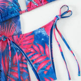 Printed Halter Neck Three-Piece Swim Set