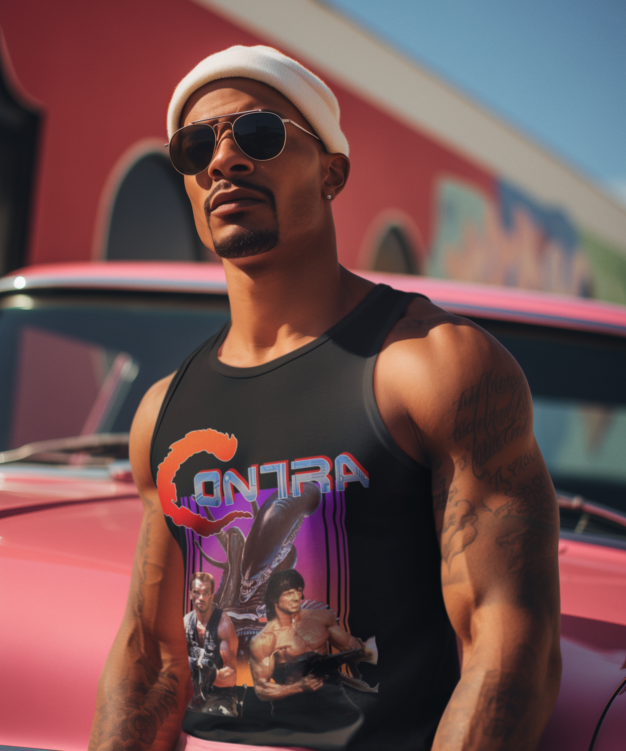 Contra Arnold Schwarzenegger and Sylvester Stallone Tank Top | Retro Action Gaming Tee | RetroPunkDesign