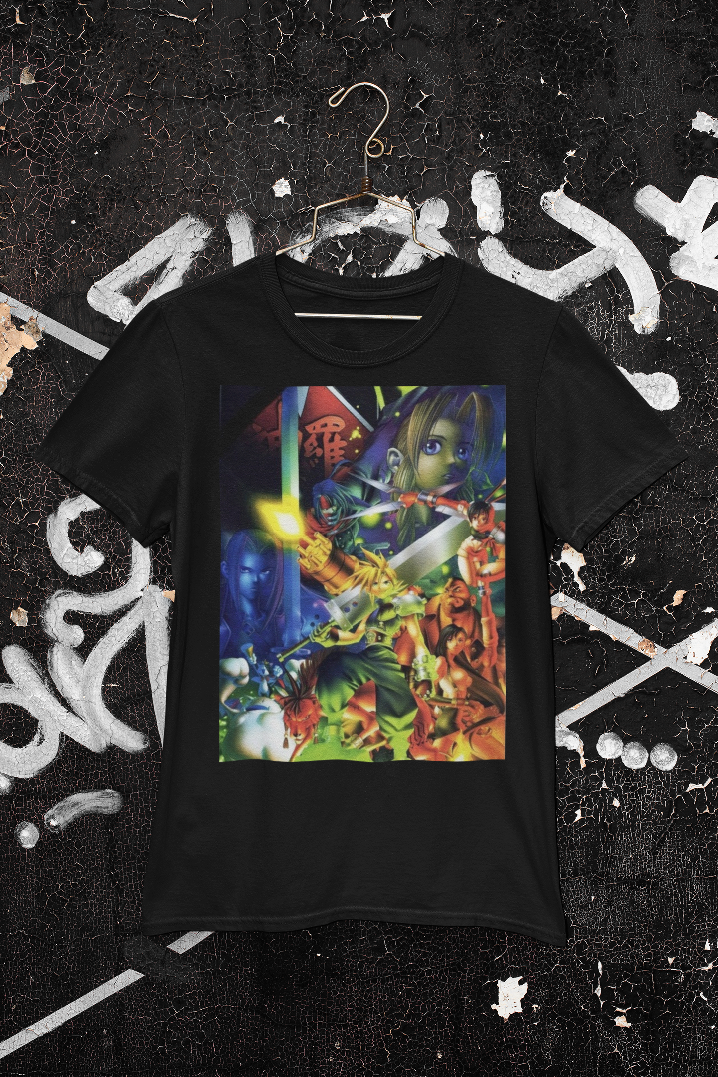 RetroPunkDesign Final Fantasy VII Graphic T-Shirt Retro JRPG Main Characters Gaming Tee - Retro Punk Design 