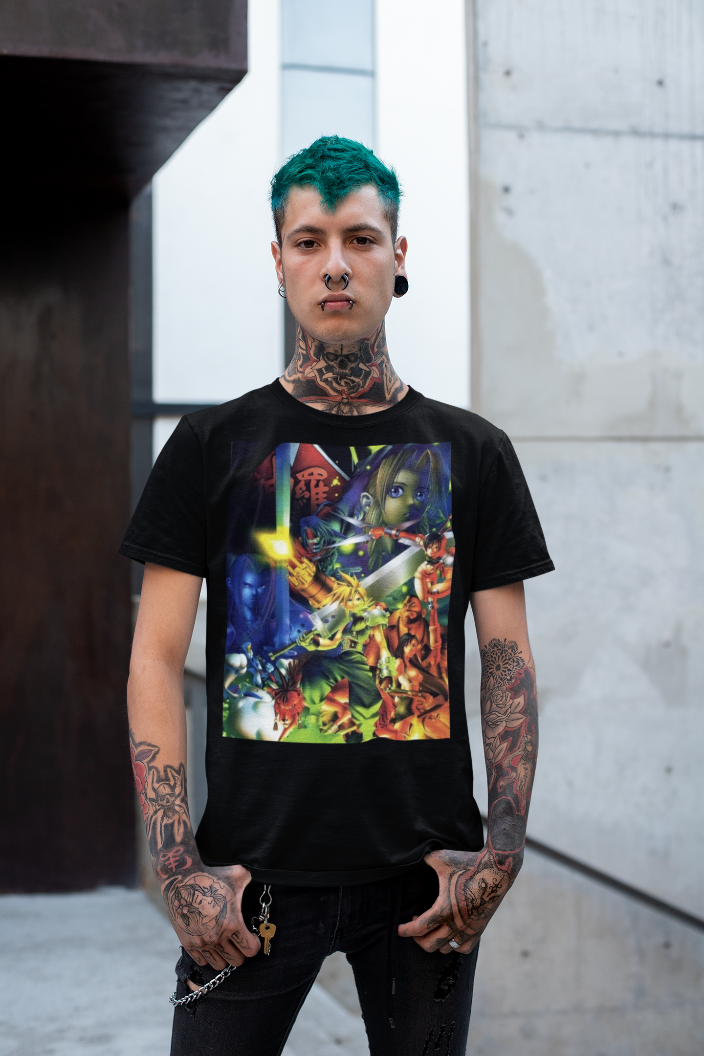 RetroPunkDesign Final Fantasy VII Graphic T-Shirt Retro JRPG Main Characters Gaming Tee - Retro Punk Design 