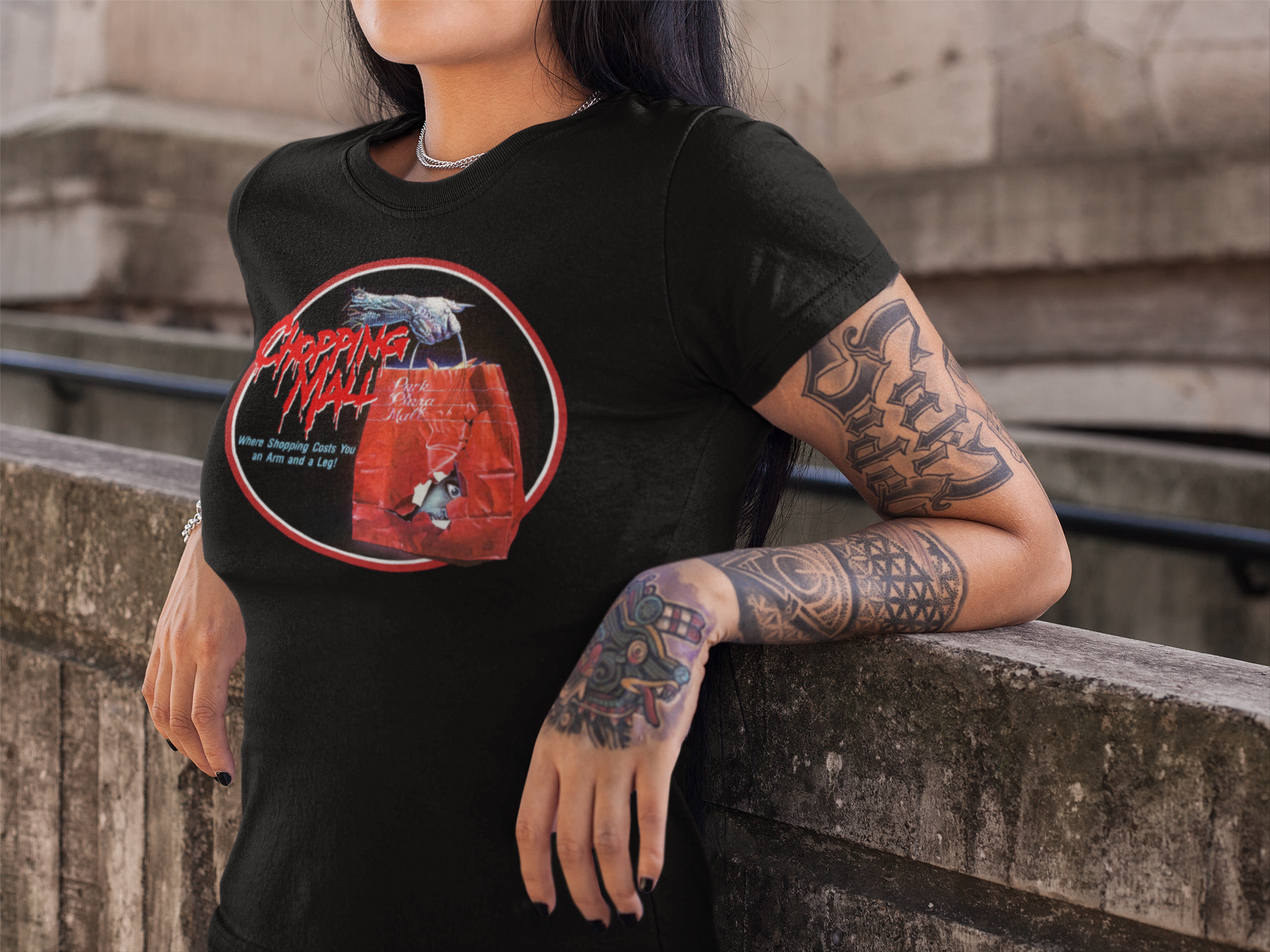 Chopping Mall Graphic T-Shirt | 1986 Killer Robot Horror Movie Tee | RetroPunkDesign - Retro Punk Design 