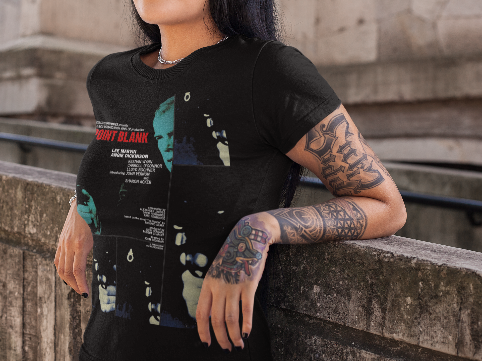 Point Blank 1967 Graphic T-Shirt | Lee Marvin Retro Crime Noir Polyester Tee | RetroPunkDesign - Retro Punk Design 