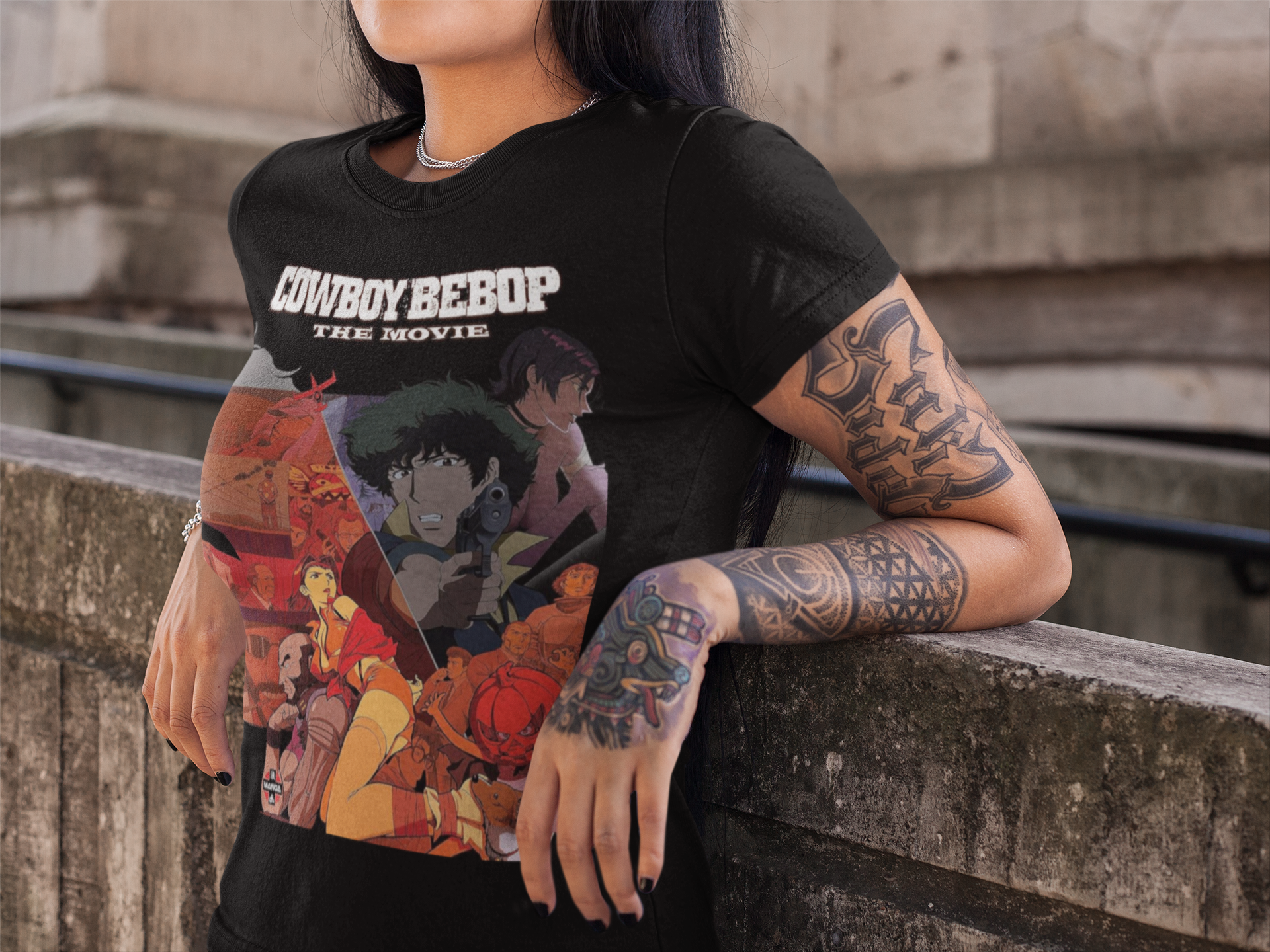 Cowboy Bebop The Movie Graphic T-Shirt | Retro Anime Sci-Fi Action Tee | RetroPunkDesign - Retro Punk Design 