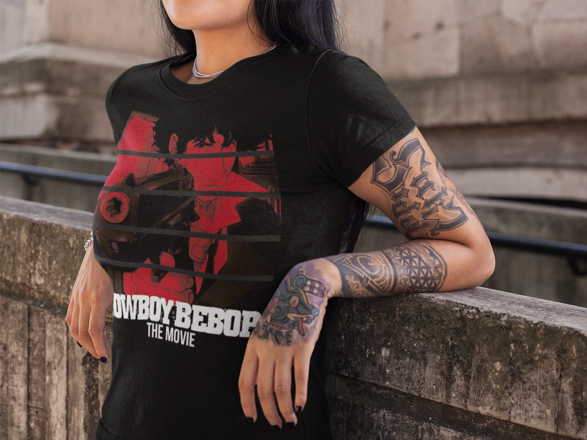 Cowboy Bebop Spike Spiegel Graphic T-Shirt | Retro Anime Sci-Fi Polyester Tee | RetroPunkDesign - Retro Punk Design 