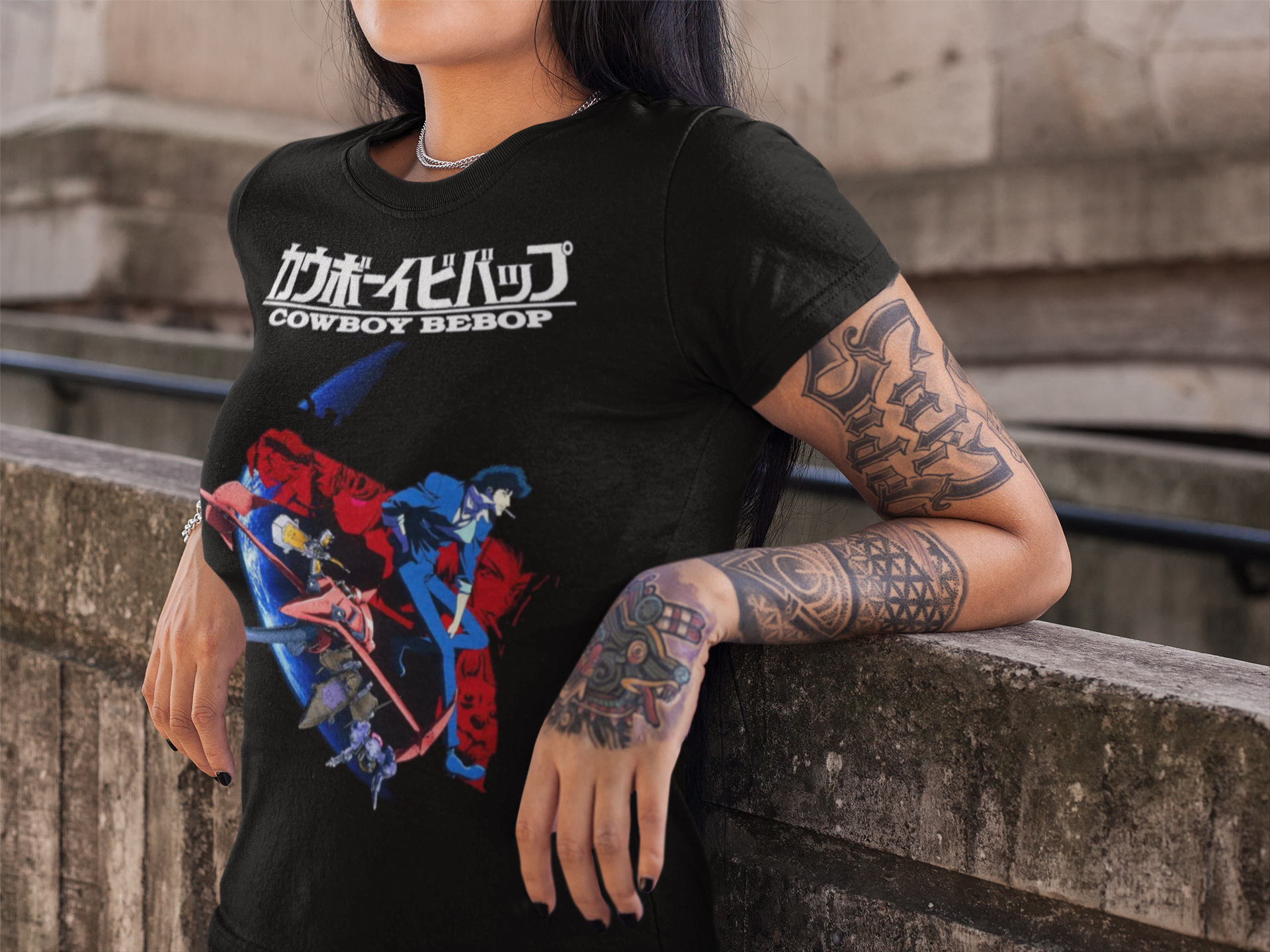 Cowboy Bebop Spike Spiegel Graphic T-Shirt | Retro Anime Space-Noir Tee | RetroPunkDesign - Retro Punk Design 