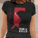 Cowboy Bebop Spike Spiegel Graphic T-Shirt | Retro Anime Sci-Fi Polyester Tee | RetroPunkDesign - Retro Punk Design 