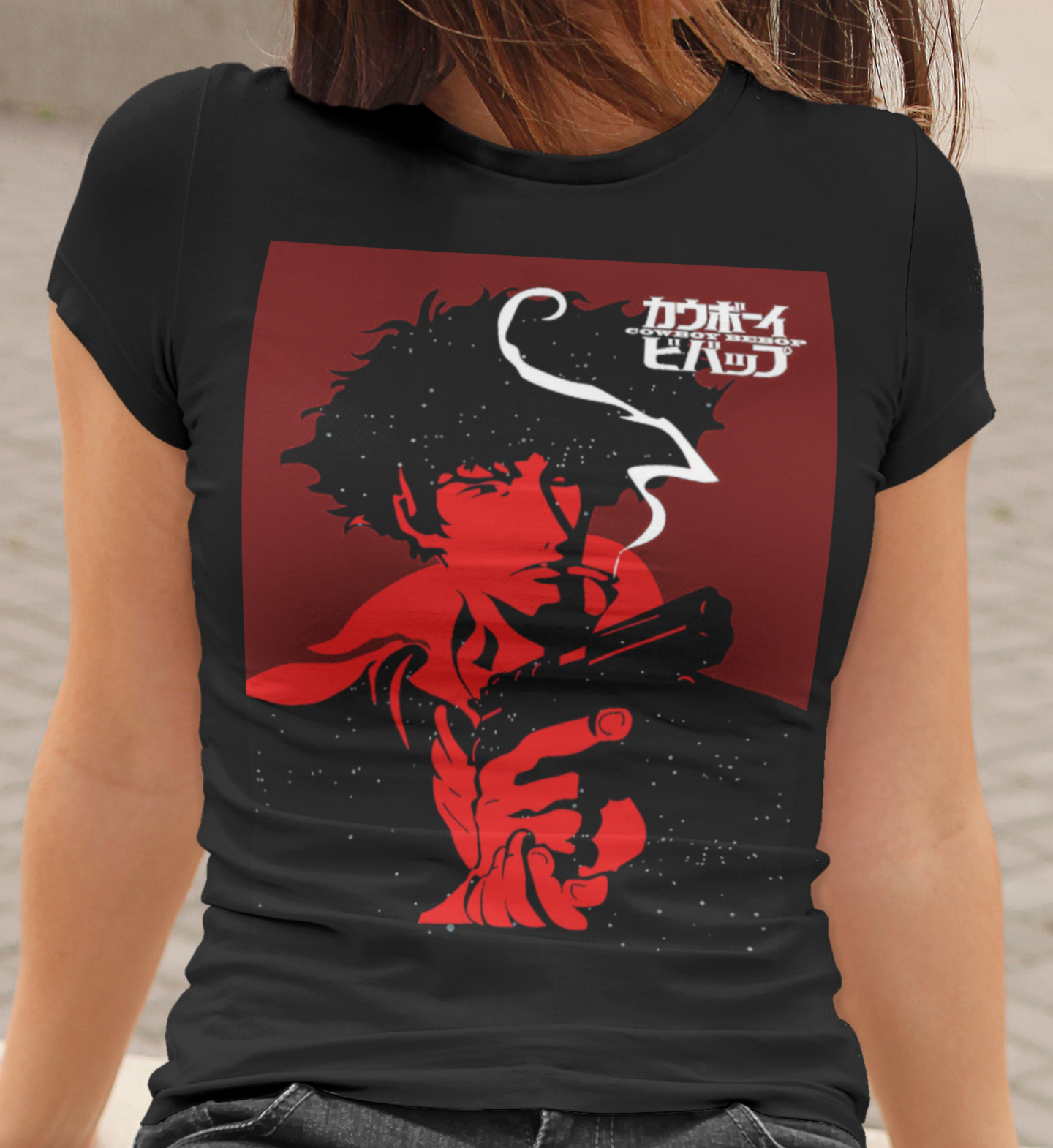 Cowboy Bebop Spike Spiegel Graphic T-Shirt | Retro Anime Sci-Fi Polyester Tee | RetroPunkDesign - Retro Punk Design 