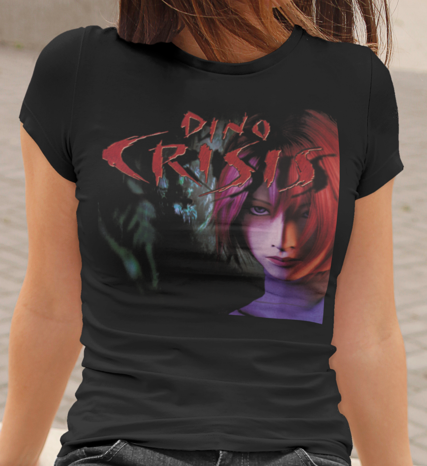 Dino Crisis Graphic T-Shirt | Retro Capcom Gaming Tee | Classic Survival Horror Apparel | RetroPunkDesign