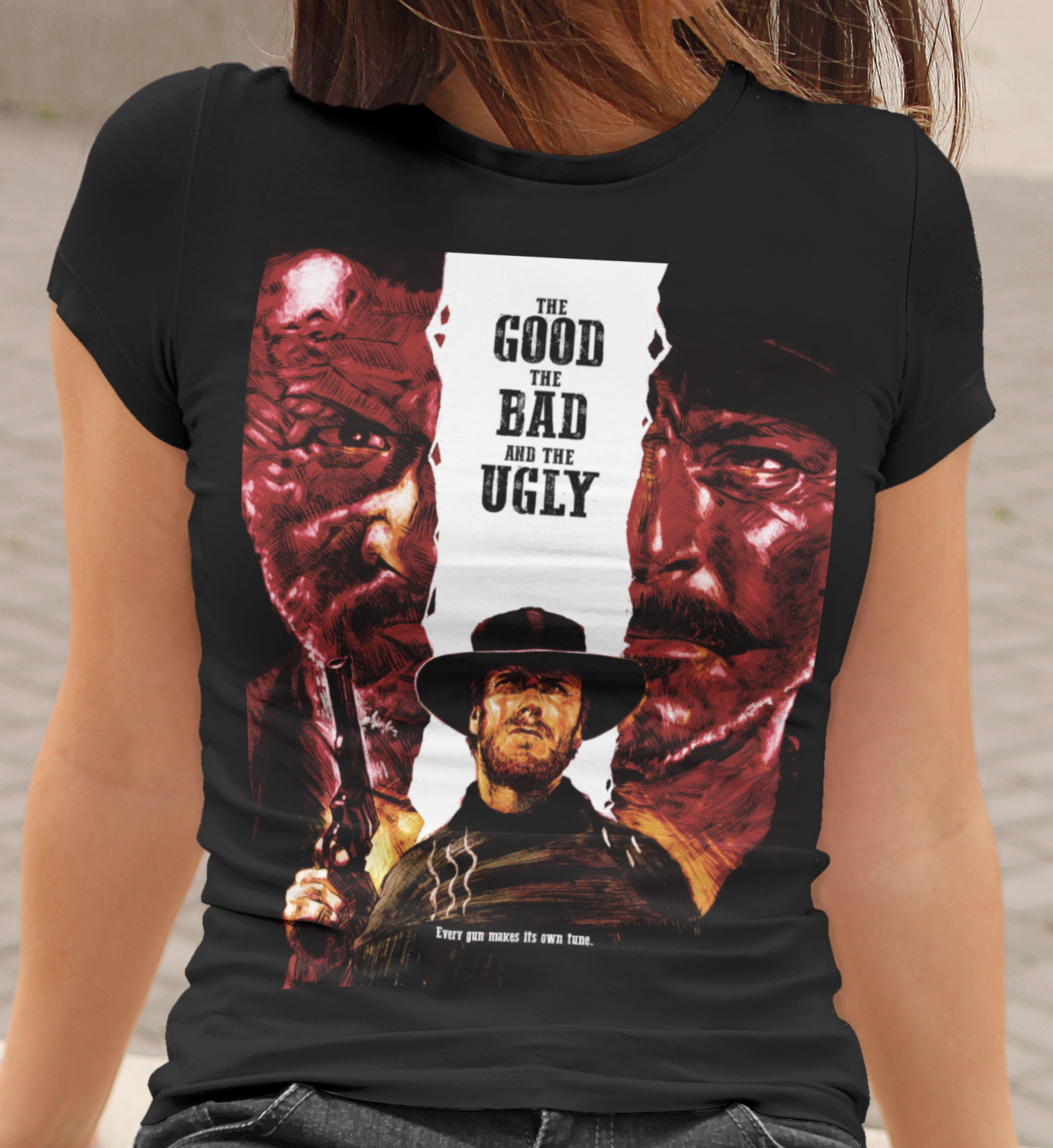The Good The Bad and The Ugly Graphic T-Shirt | Clint Eastwood Retro Western Polyester Tee | RetroPunkDesign - Retro Punk Design 