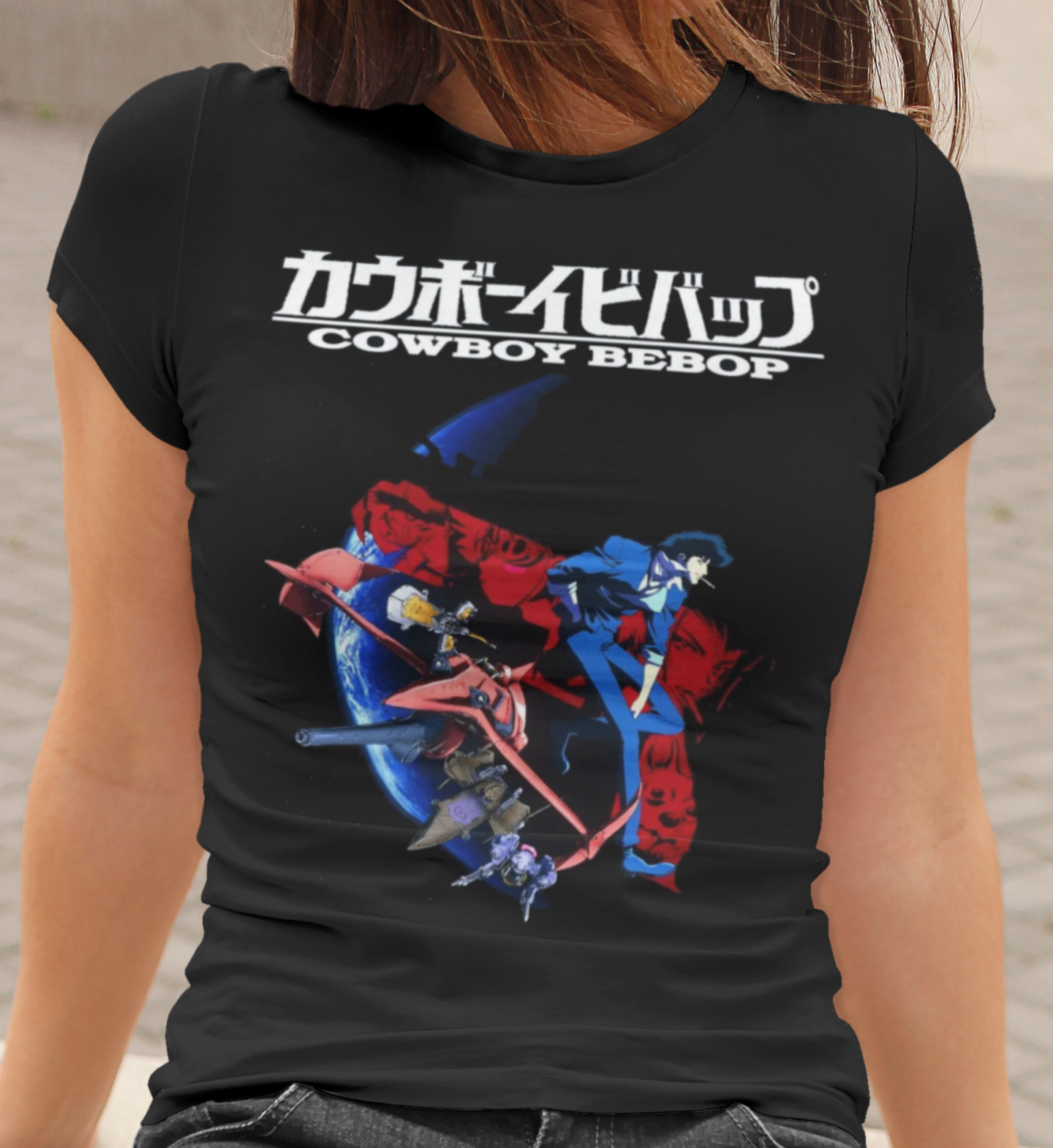 Cowboy Bebop Spike Spiegel Graphic T-Shirt | Retro Anime Space-Noir Tee | RetroPunkDesign - Retro Punk Design 