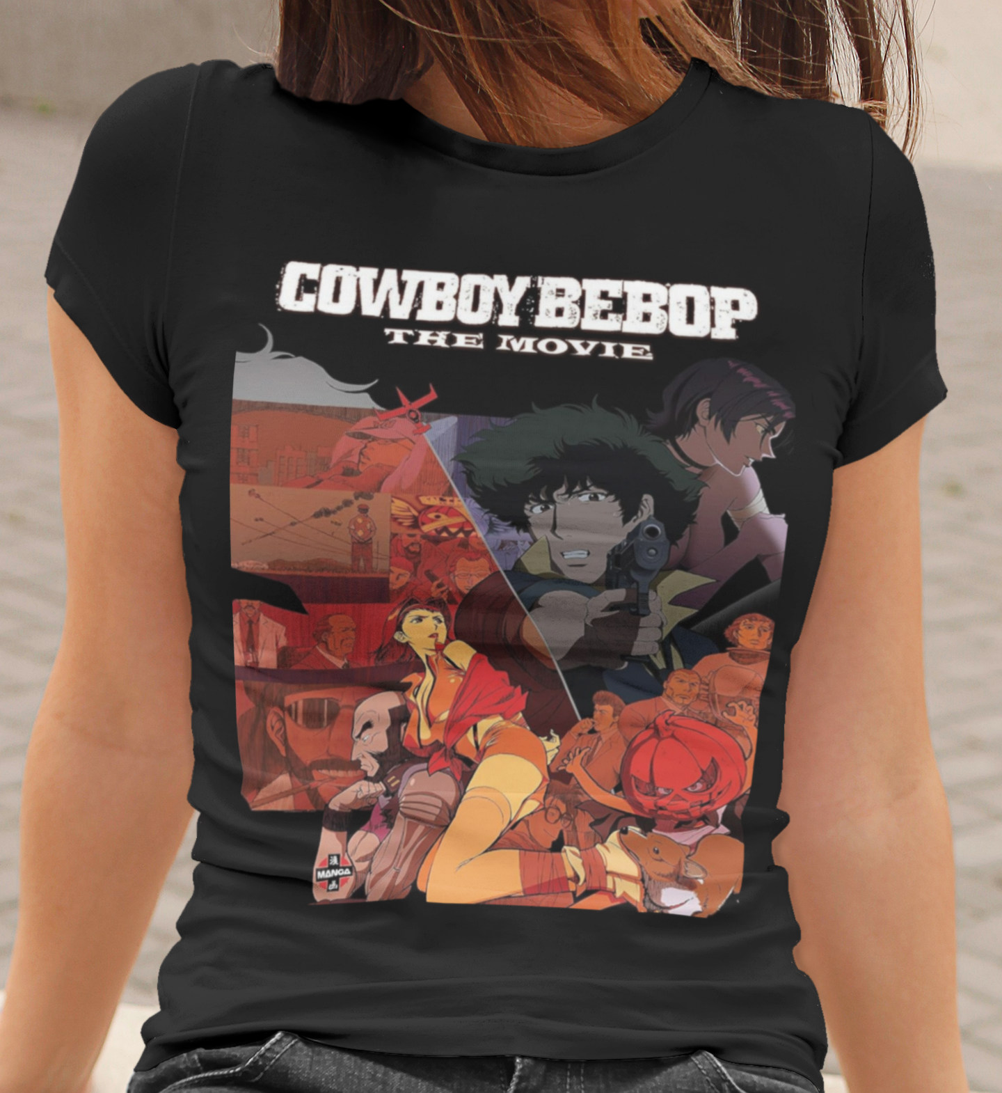 Cowboy Bebop The Movie Graphic T-Shirt | Retro Anime Sci-Fi Action Tee | RetroPunkDesign - Retro Punk Design 