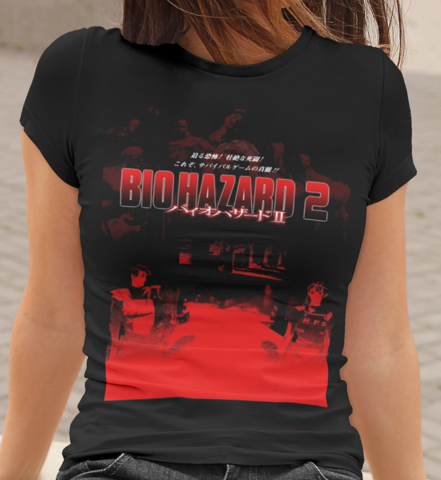 Biohazard 2 Graphic T-Shirt | Retro Resident Evil 2 Horror Game Tee | RetroPunkDesign - Retro Punk Design 