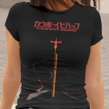 Cowboy Bebop Spike Spiegel Graphic T-Shirt | Retro Anime Sci-Fi Polyester Tee | RetroPunkDesign - Retro Punk Design 