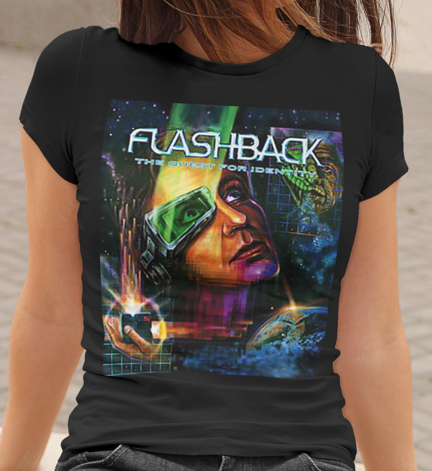 Flashback The Quest for Identity 1992 Graphic T-Shirt  Retro Sci-Fi Video Game Tee  RetroPunkDesign - Retro Punk Design 