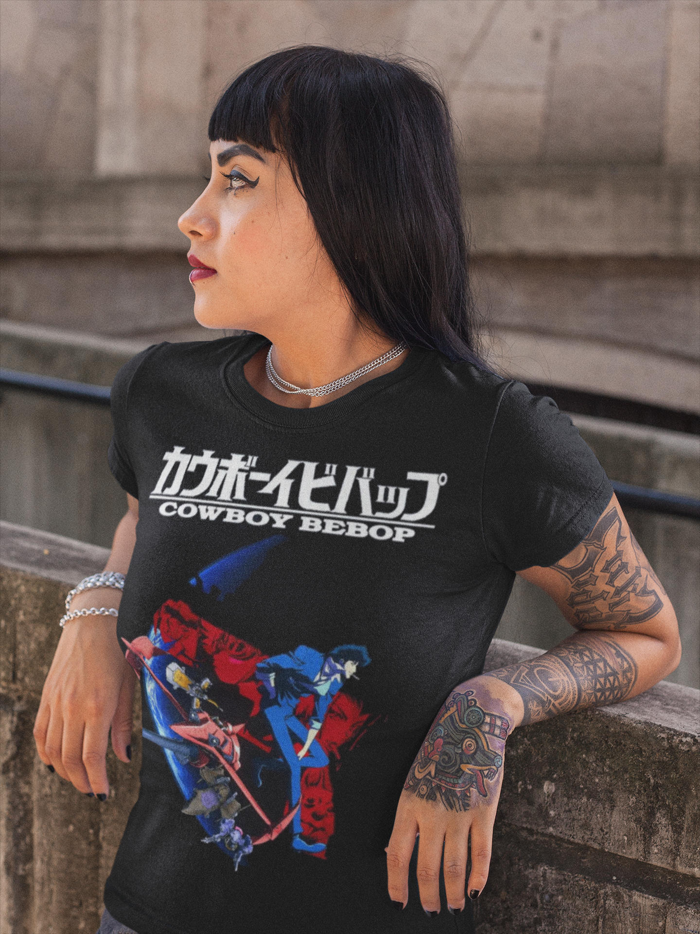 Cowboy Bebop Spike Spiegel Graphic T-Shirt | Retro Anime Space-Noir Tee | RetroPunkDesign - Retro Punk Design 