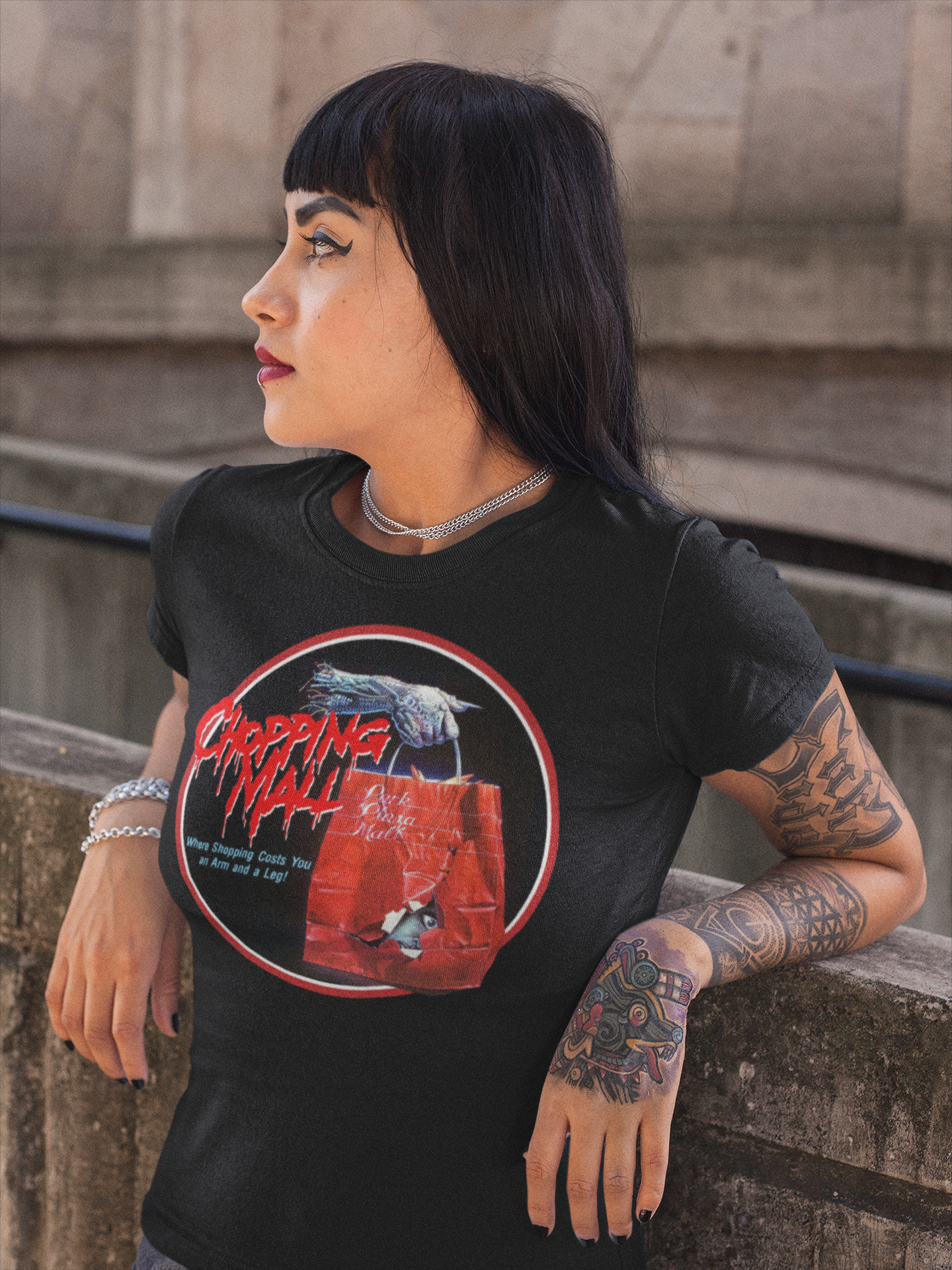 Chopping Mall Graphic T-Shirt | 1986 Killer Robot Horror Movie Tee | RetroPunkDesign - Retro Punk Design 