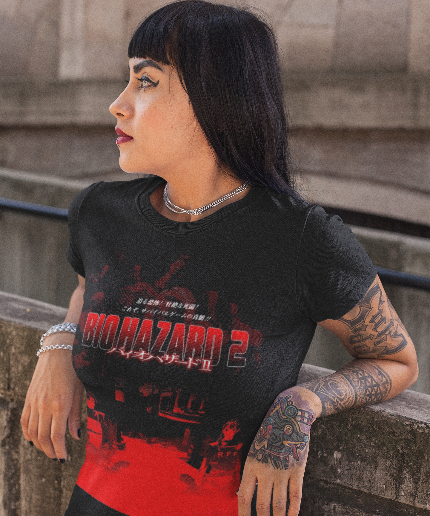 Biohazard 2 Graphic T-Shirt | Retro Resident Evil 2 Horror Game Tee | RetroPunkDesign - Retro Punk Design 