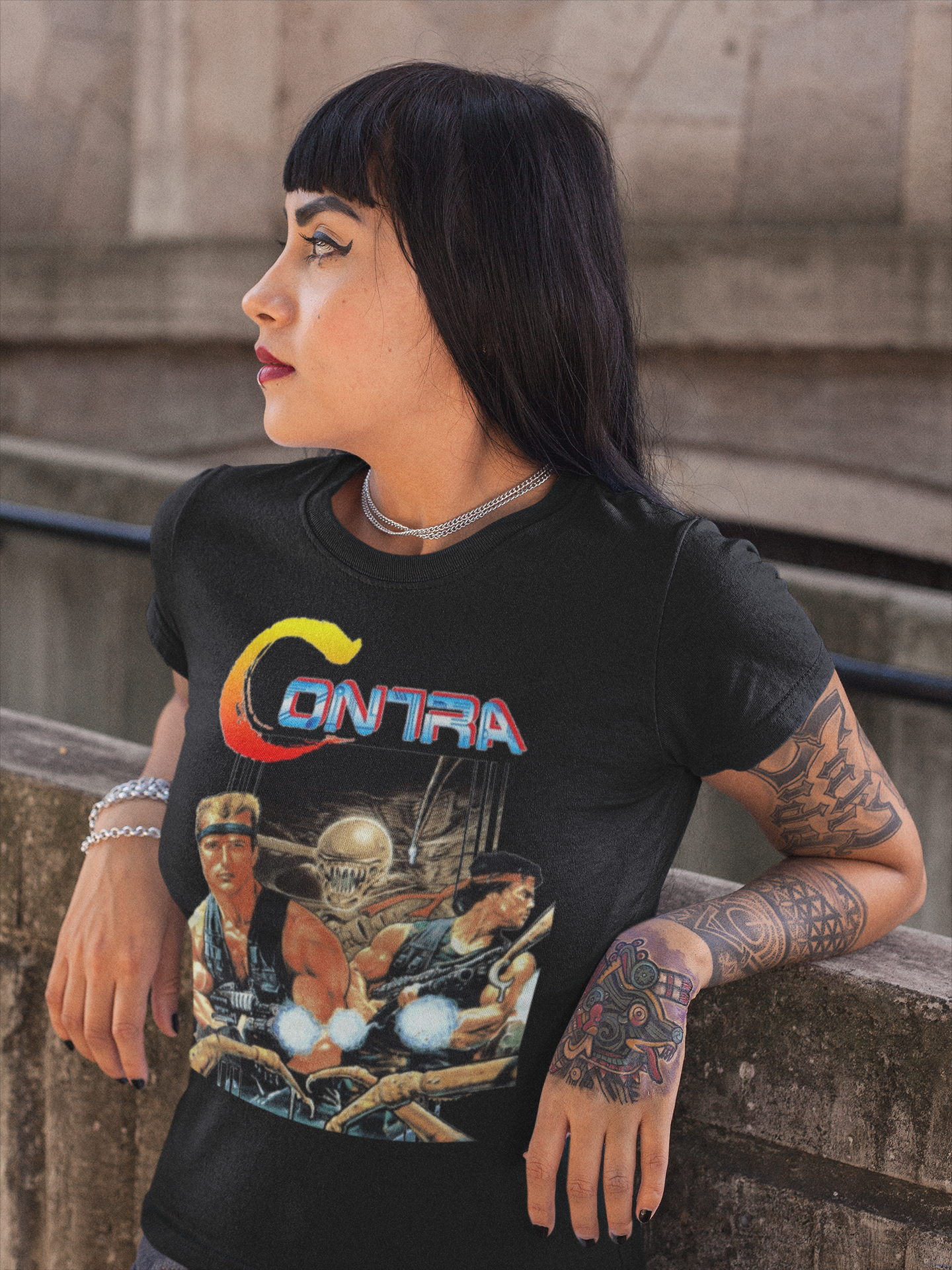 Contra NES Graphic T-Shirt | Retro Run and Gun 8-Bit Gaming Tee | RetroPunkDesign - Retro Punk Design 