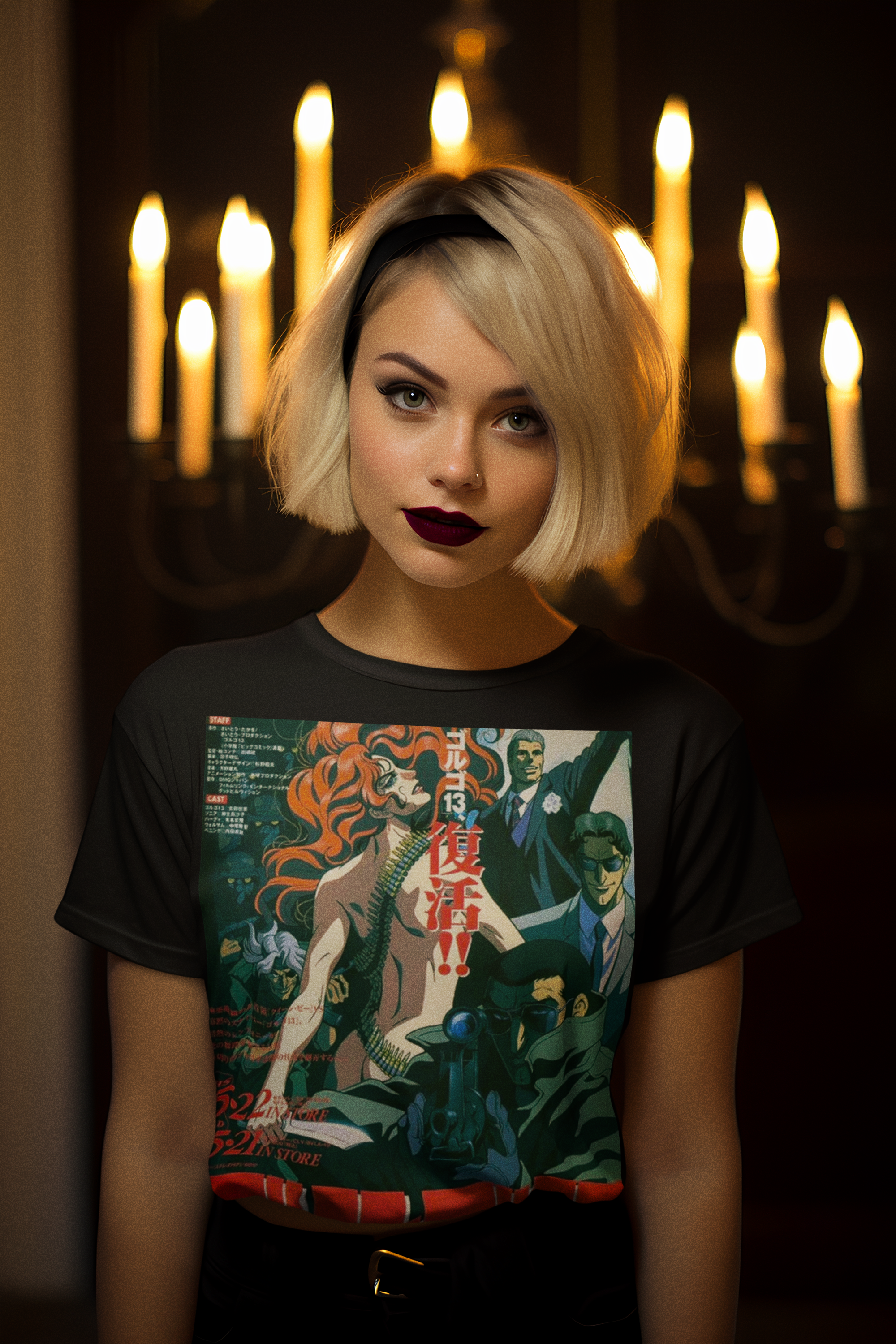 Golgo 13 Queen Bee Anime Graphic T-Shirt | Duke Togo Retro Action Tee | RetroPunkDesign - Retro Punk Design 