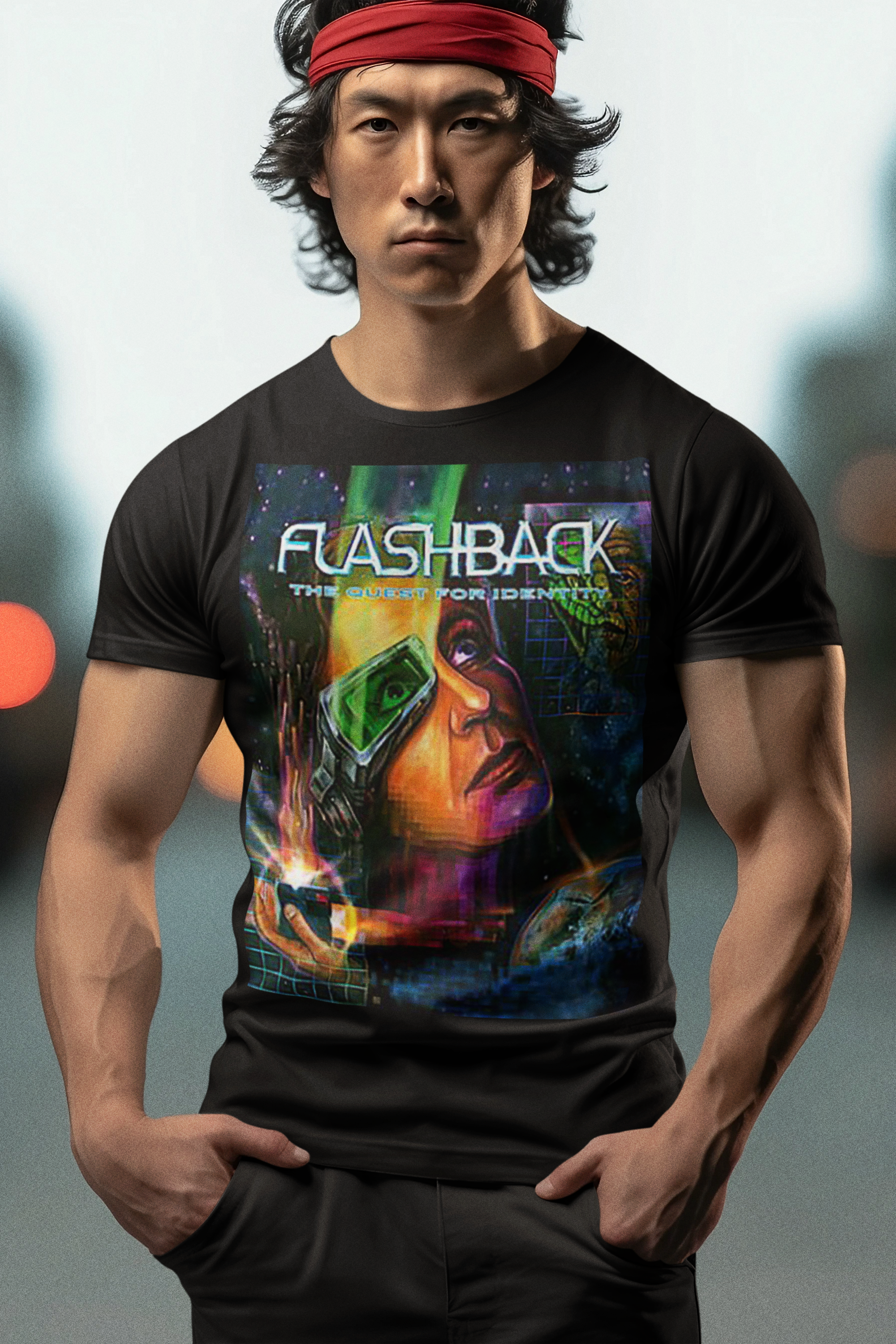 Flashback The Quest for Identity 1992 Graphic T-Shirt  Retro Sci-Fi Video Game Tee  RetroPunkDesign - Retro Punk Design 